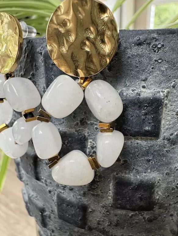 Boucles d’oreilles Céleste pierre de lune