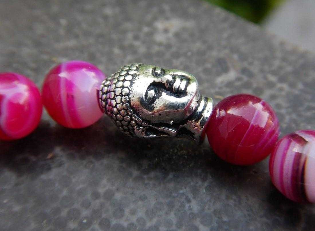 Bracelet agate teintée rose