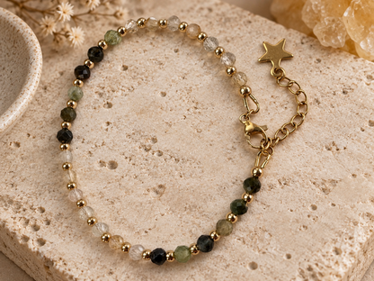 Bracelet tourmaline verte et citrine