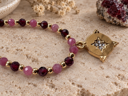 Collier tourmaline rose et grenat