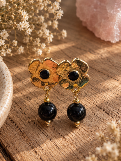 Boucles d’oreilles en spinelle naturel et acier inoxydable