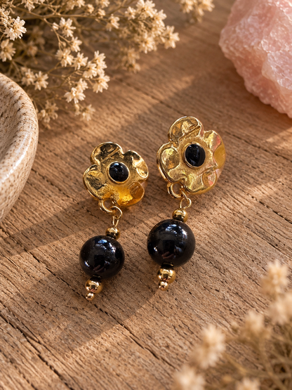 Boucles d’oreilles en spinelle naturel et acier inoxydable