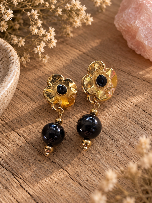Boucles d’oreilles en spinelle naturel et acier inoxydable