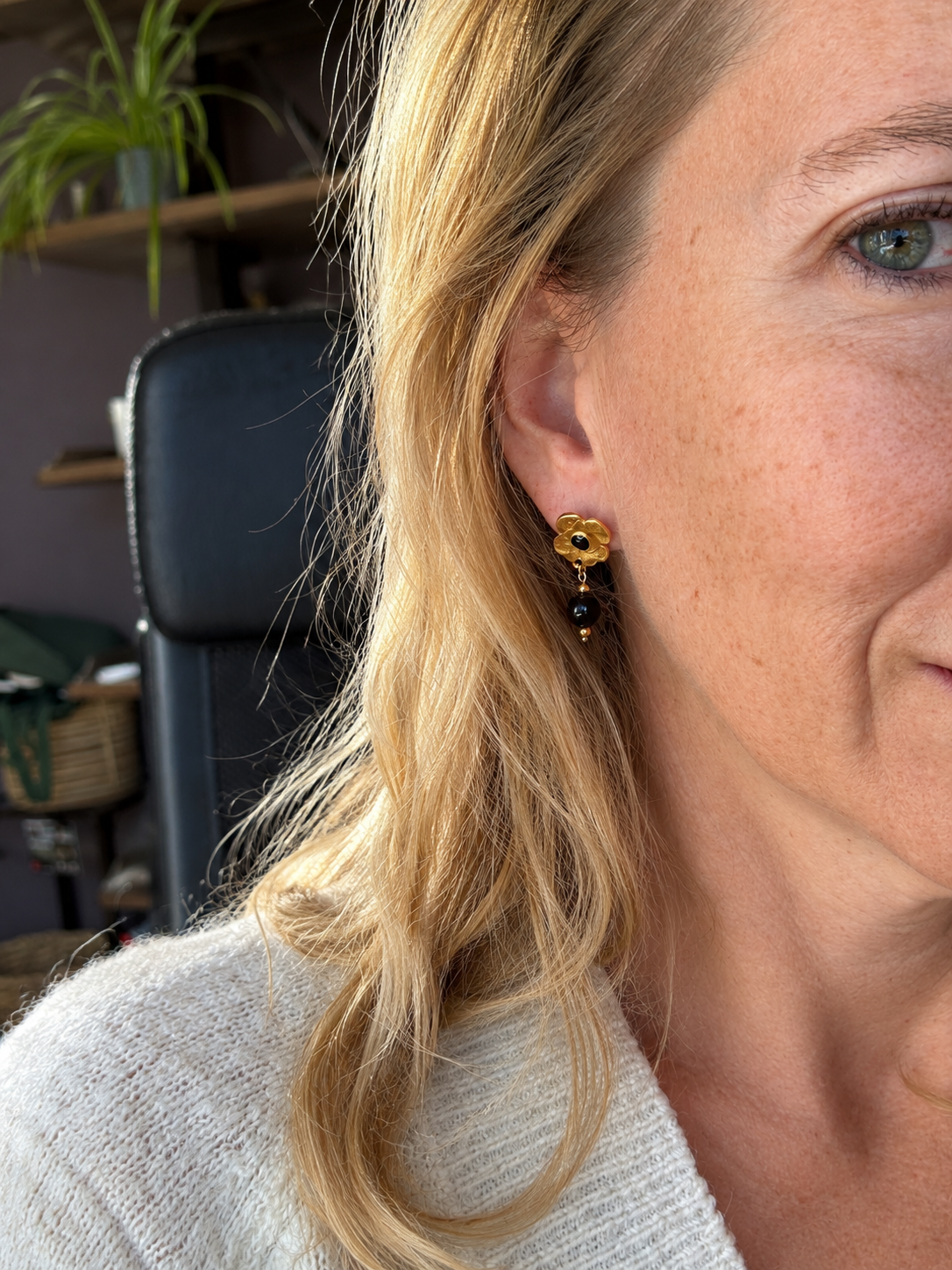 Boucles d’oreilles en spinelle naturel et acier inoxydable