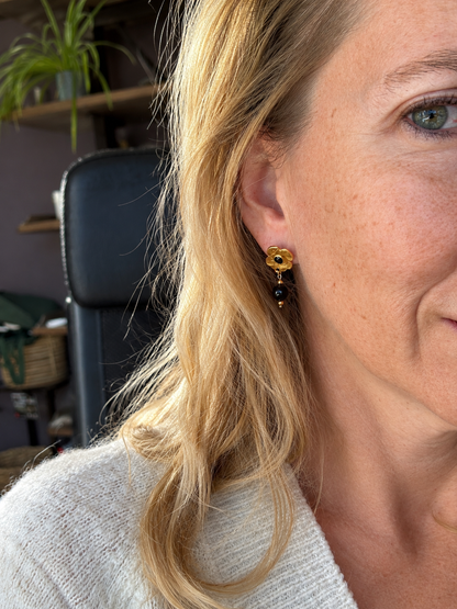 Boucles d’oreilles en spinelle naturel et acier inoxydable