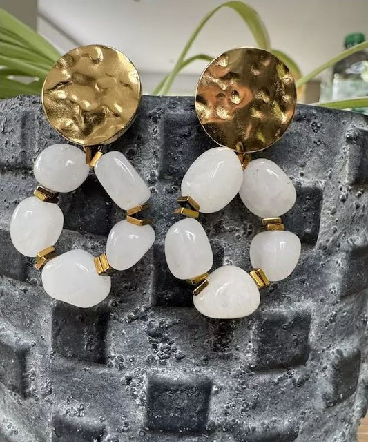 Boucles d’oreilles Céleste pierre de lune