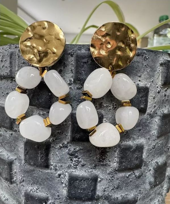 Boucles d’oreilles Céleste pierre de lune