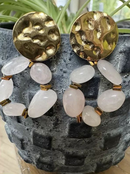Boucles d’oreilles Céleste en quartz rose