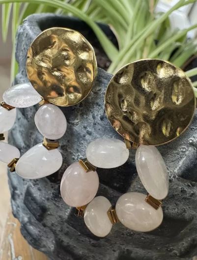 Boucles d’oreilles Céleste en quartz rose