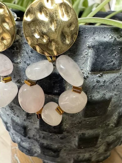 Boucles d’oreilles Céleste en quartz rose