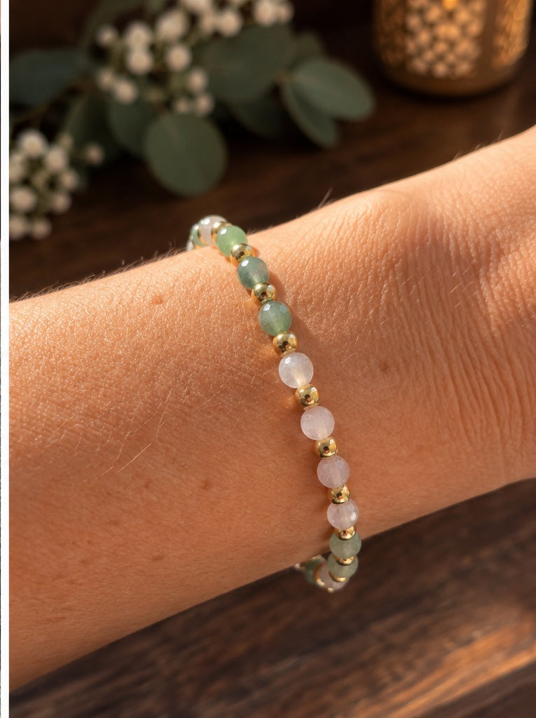 Bracelet pierre de lune et aventurine
