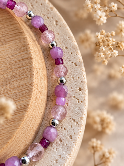 Bracelet en pierres roses