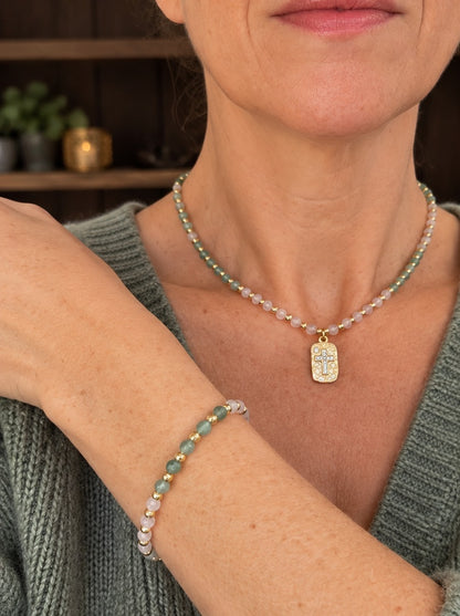 Bracelet pierre de lune et aventurine