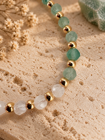 Collier pierre de lune et aventurine
