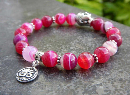 Bracelet agate teintée rose