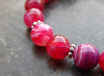 Bracelet agate teintée rose