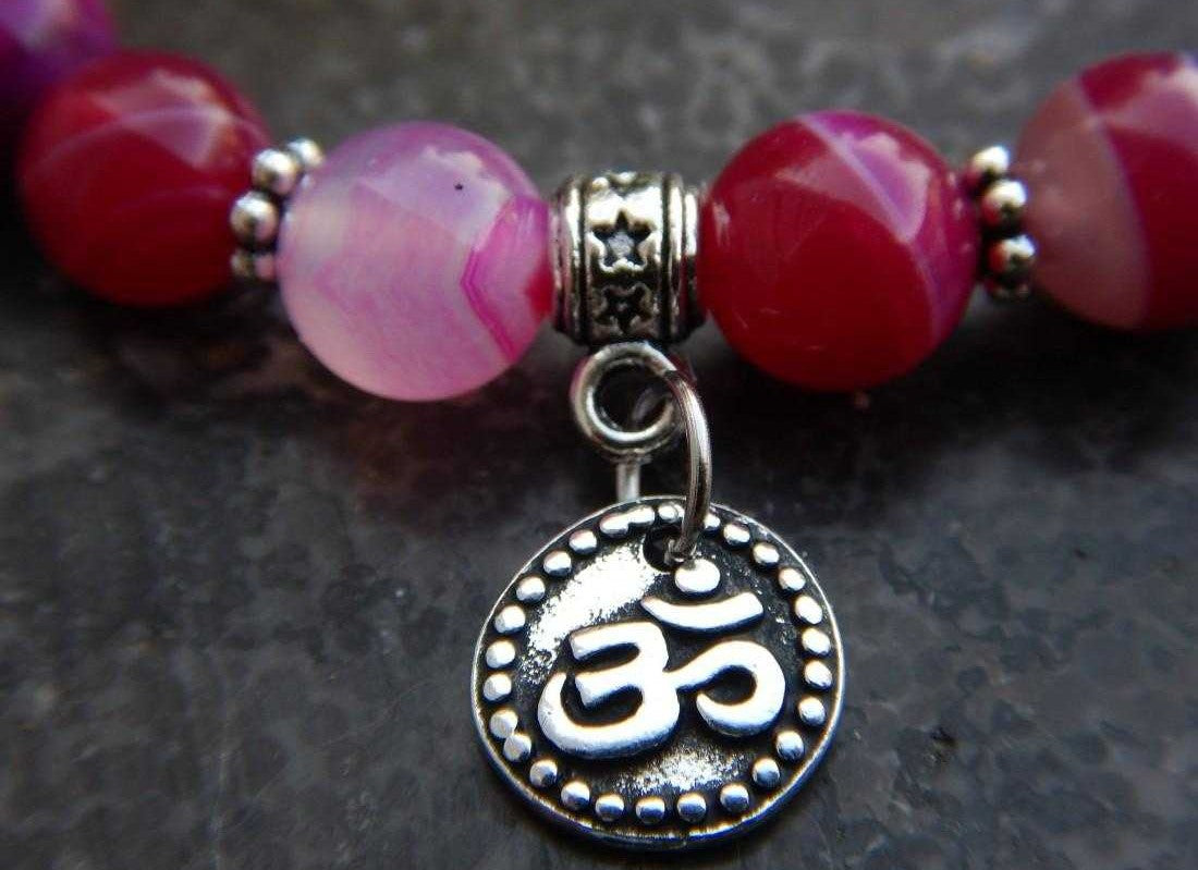 Bracelet agate teintée rose