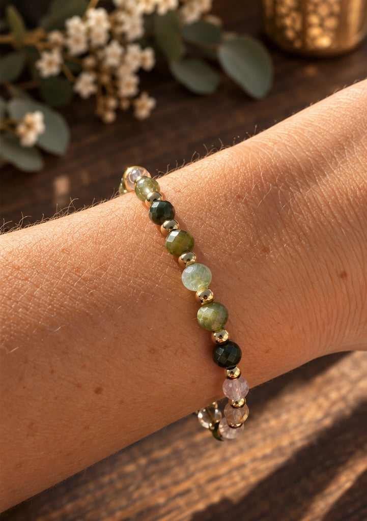 Bracelet tourmaline verte et citrine