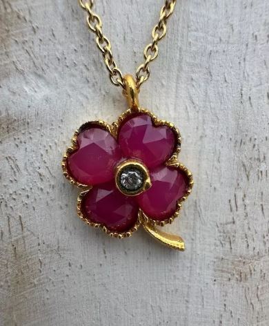 Collier en rhodonite