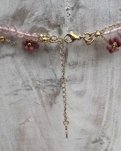 Collier en rhodonite