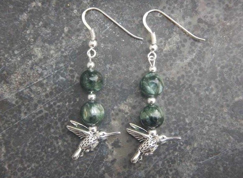 Boucles d’oreilles en séraphinite