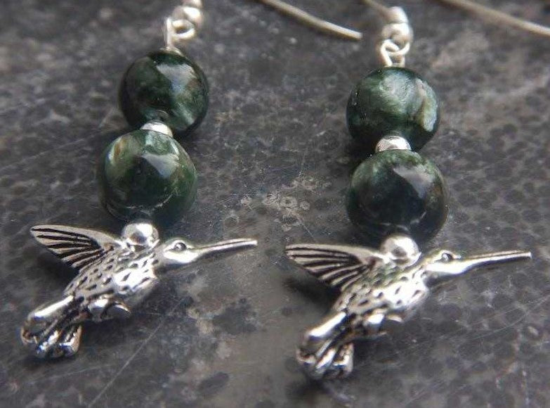Boucles d’oreilles en séraphinite